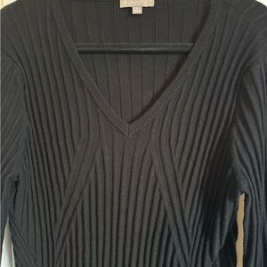 Revolution Black Ribbed V-Neck Sweater Knit Top- never worn!
